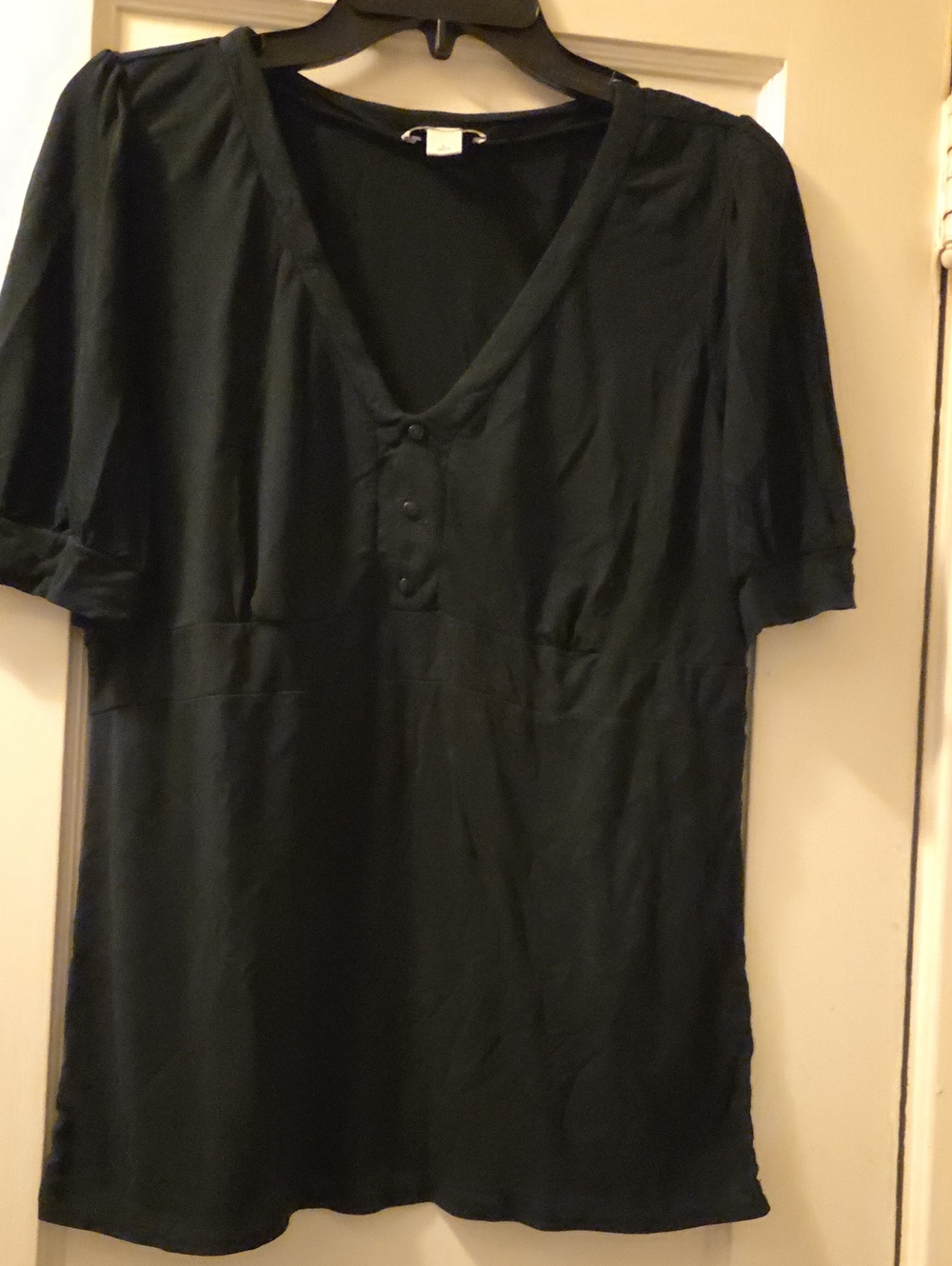 LOFT Black V-Neck Short Sleeve Polo